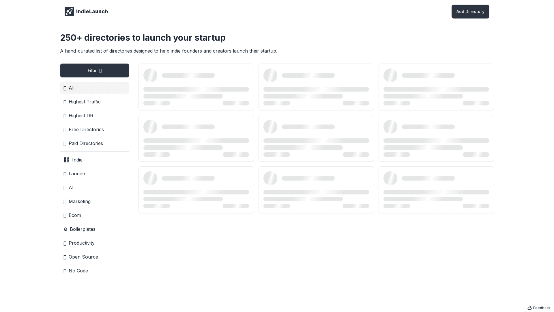 250+ directories to launch your startup screenshot